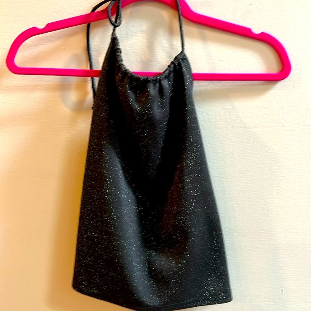 Scene Size 7/8 Black with Silver Specks Halter Top
